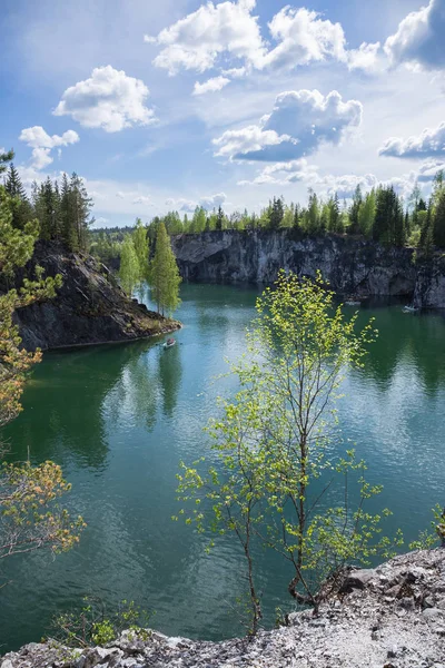 Famous beautiful marble quarry Ruskeala in Karelia. — Stock Image Famous Beautiful Marble Quarry Ruskeala Karelia Royalty Free Stock Images
