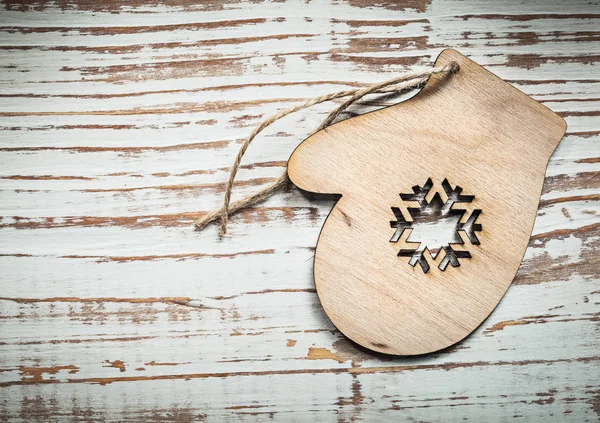 Karácsonyi kesztyű dekoráció fából készült táblán — Stock Fotó