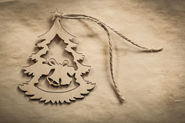 老式木制圣诞树装饰 — 图库照片