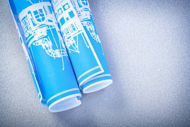Gri yüzey inşaat kavramı mavi mühendislik çizimleri