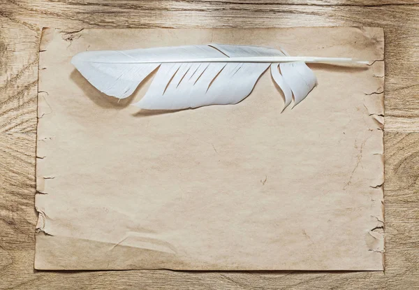 Pena de pergaminho medieval em placa de madeira — Fotografia de Stock