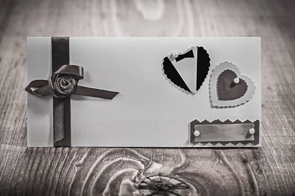 Vista su invito per il bordo di legno di nozze — Foto Stock