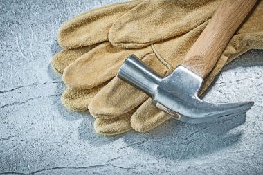 Deri Emanet eldiven pençe çekiç Metalik arka plan Tec.