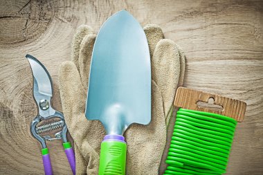 Maça yumuşak tel kravat ahşap yaban domuzu üzerinde çalışma eldiven secateurs el