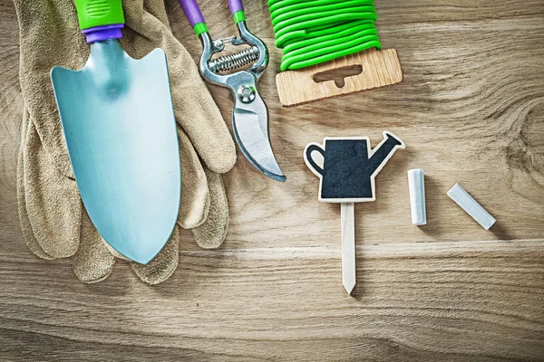 Conjunto de guantes de jardinería tijeras de tijera mano espada jardín lazo alambre cha — Foto de Stock