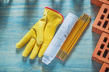 Emanet eldiven kırmızı tuğla ahşap ölçerde ahşap tahta b planları