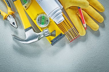 Beton arka plan bina inşaat araçları ürün yelpazesine