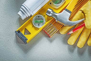 Beton arka plan bina inşaat araçları topluluğu