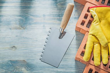 Sıva Malası kırmızı tuğla Emanet eldiven ahşap tahta brickla