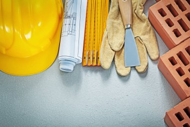 Beton yüzey üstten görünüm con örmek araçları koleksiyonu