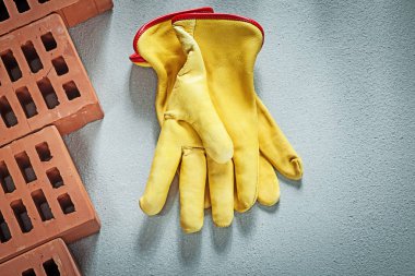 Kırmızı inşaat tuğla Emanet eldiven beton yüzeyi kümesi