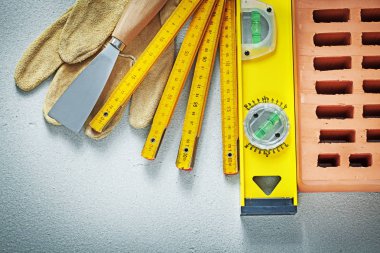 Kırmızı tuğla koruyucu eldiven macun bıçak inşaat seviyesi woode