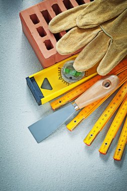 Mala inşaat seviyesi sıvama kırmızı tuğla koruyucu eldivenler