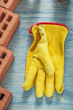 Kırmızı tuğla Emanet eldiven conce Bina ahşap tahta Üstten Görünüm