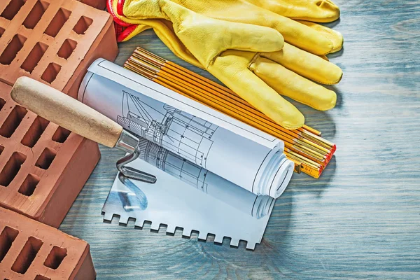 Brickla kırmızı tuğla Emanet eldiven ahşap metre inşaat planları