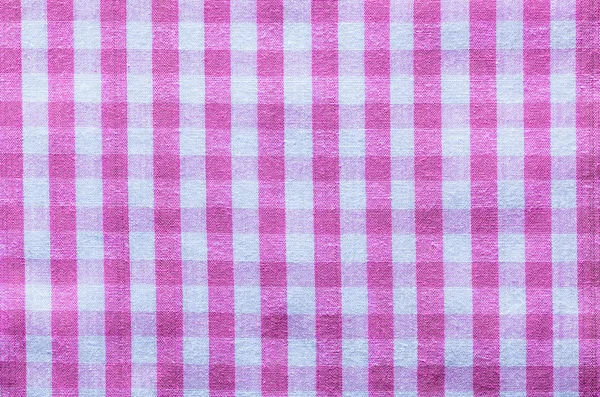 Pink checked cotton table cloth top view