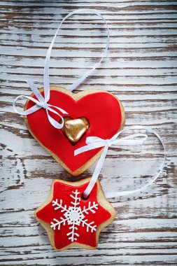 Zencefilli bisküvi vintage ahşap tahta kutlamalar concep üzerinde