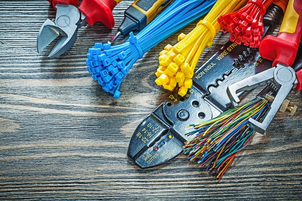Electric tester wires cable ties bolt cutter stripper insulating — Stock Photo, Image