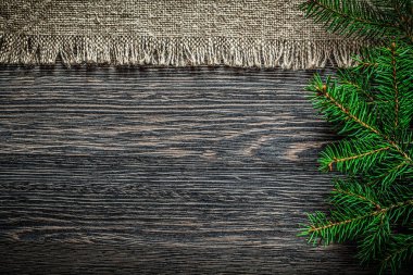 Ahşap tahta Noel backgrou Vintage çul çam dalı