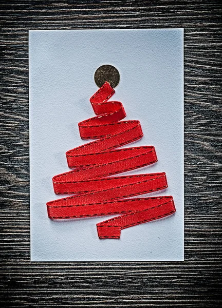 Christmas handmade greeting card on wooden board — Stock Photo, Image