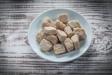 Vintage şeker plaka ahşap tahta üzerinde