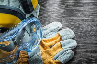 Emanet gözlük etkilidirler vintage ahşap b koruyucu eldiven