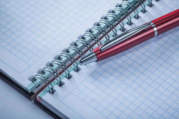 Spiral checked notepad pen top view