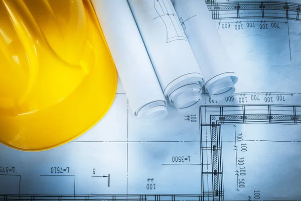 Safety cap construction plans on blueprint — Stock Photo, Image