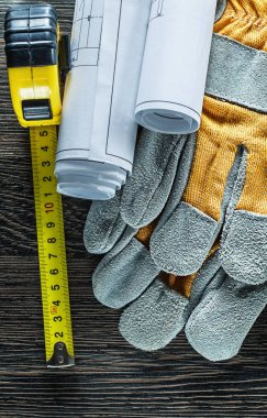 Ahşap yaban domuzu inşaat planları mezura koruyucu eldiven