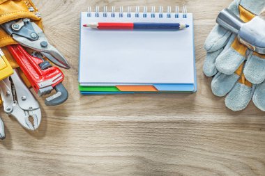 İnşaat kalıp aracı kemer Emanet eldiven pençe çekiç not defteri