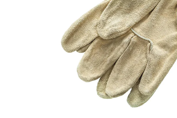 Kožené ochranné rukavice izolovaných na bílém vodorovný řez — Stock fotografie