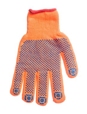 Beyaz izole turuncu koruyucu eldiven