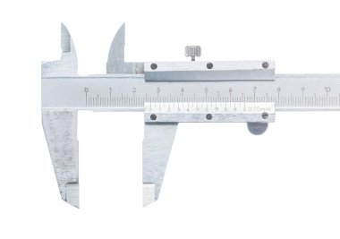 Vernier ölçek üzerinde beyaz izole