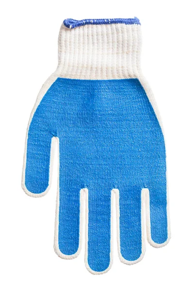Sarung tangan pengaman biru diisolasi pada tilikan vertikal putih — Stok Foto