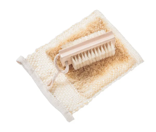 Bath brush wisp of bast isolated on white — Stock Photo, Image