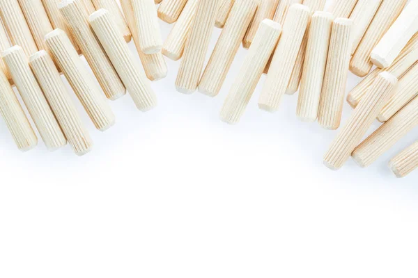 Pila de construcción tacos de madera aislados en blanco —  Fotos de Stock