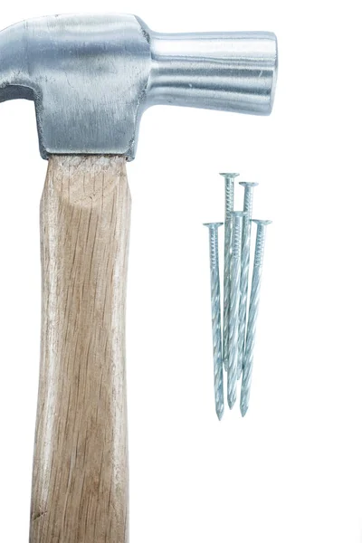 RVS nagels Claw hammer geïsoleerd op wit — Stockfoto
