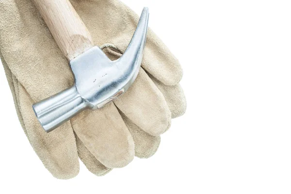 Claw hammer paar veiligheidshandschoenen geïsoleerd op wit — Stockfoto