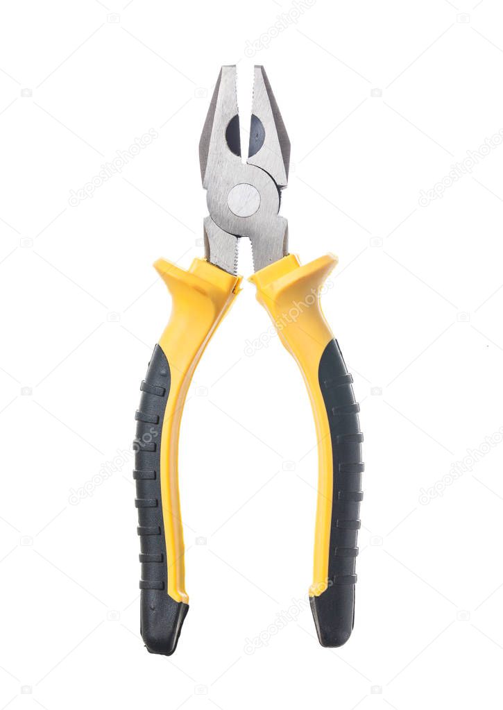Construction pliers isolated on white