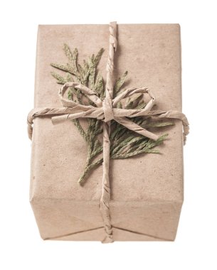 Beyaz izole vintage el yapımı hediye kutusu