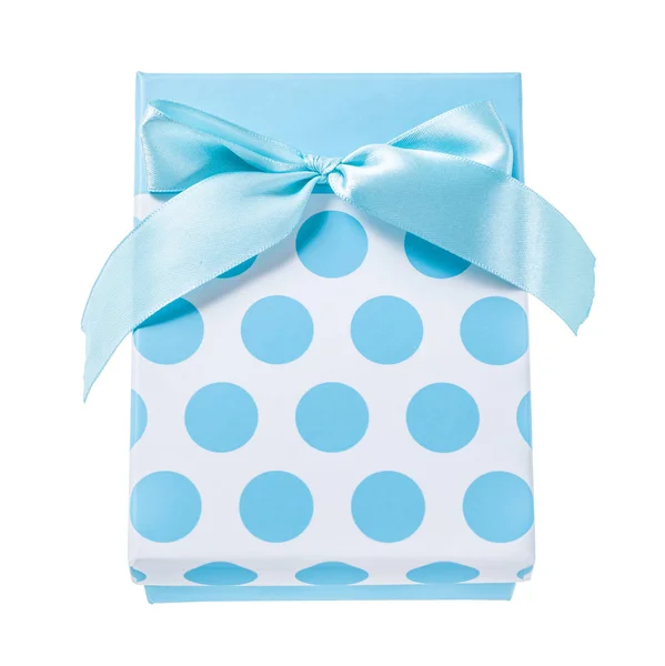 Beyaz izole mavi hediye kutusu — Stok fotoğraf