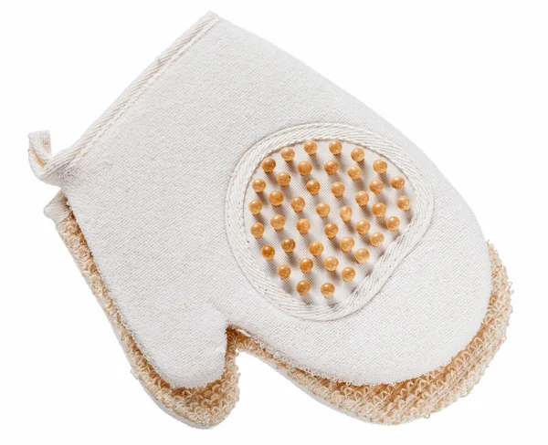 Glove massager washcloth isolated on white — Stock Photo, Image