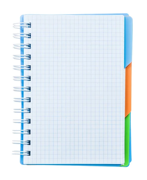 Caderno verificado isolado em branco — Fotografia de Stock