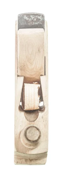 Plano de barbear de madeira isolado na imagem vertical branca — Fotografia de Stock