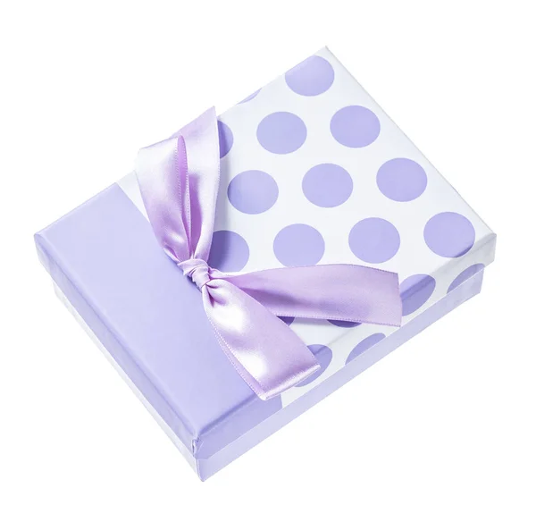 Purple wrapped present box isolated on white — Stock Photo, Image