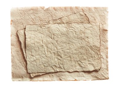 Vintage buruşuk kağıt üzerinde beyaz izole kümesi