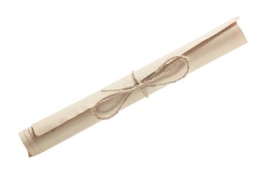 Belge üzerinde beyaz izole haddelenmiş vintage