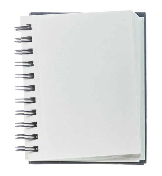 Bloco de notas em branco aberto isolado em branco — Fotografia de Stock