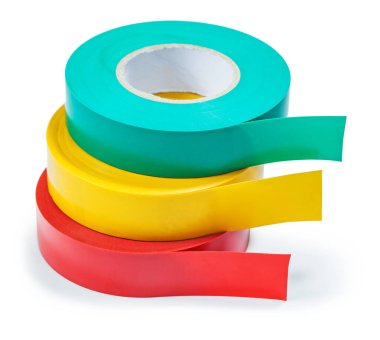 stack of insulation tape rolls isolated on white clipart