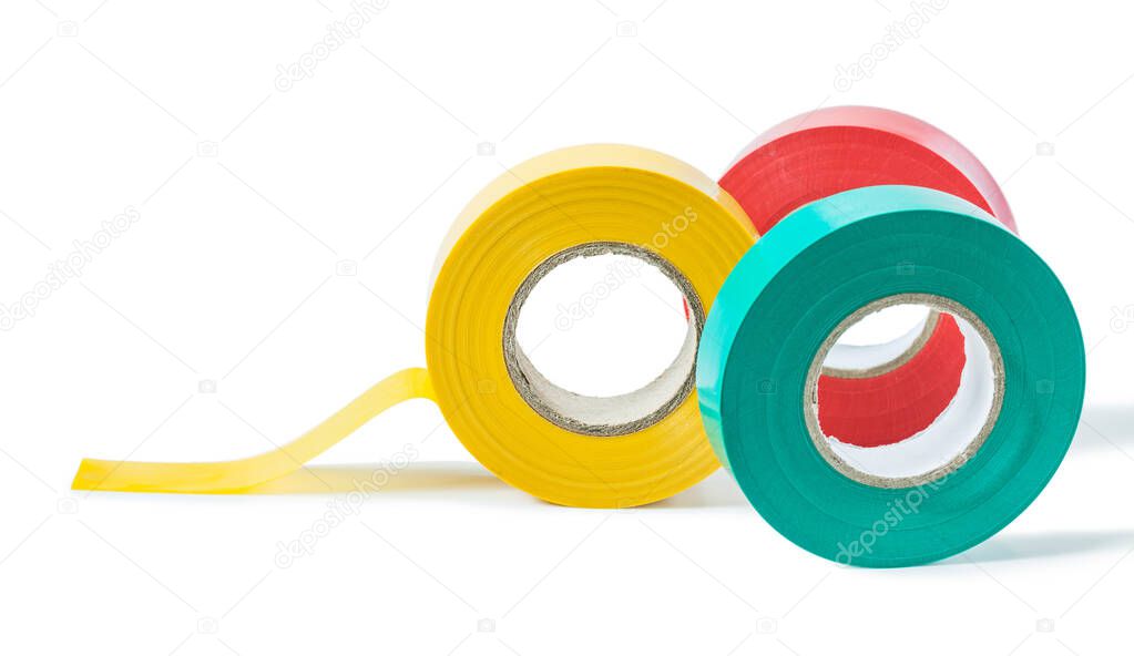 rolls of insulation tape isolated on white background